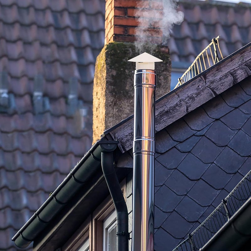 Uonlytech Rainproof Chimney Cap 5.9X5.9 Inch PVC Smokestack Funnel Protector Cover for Outdoor Weather Protection Against Rain Snow Wind - Image 4